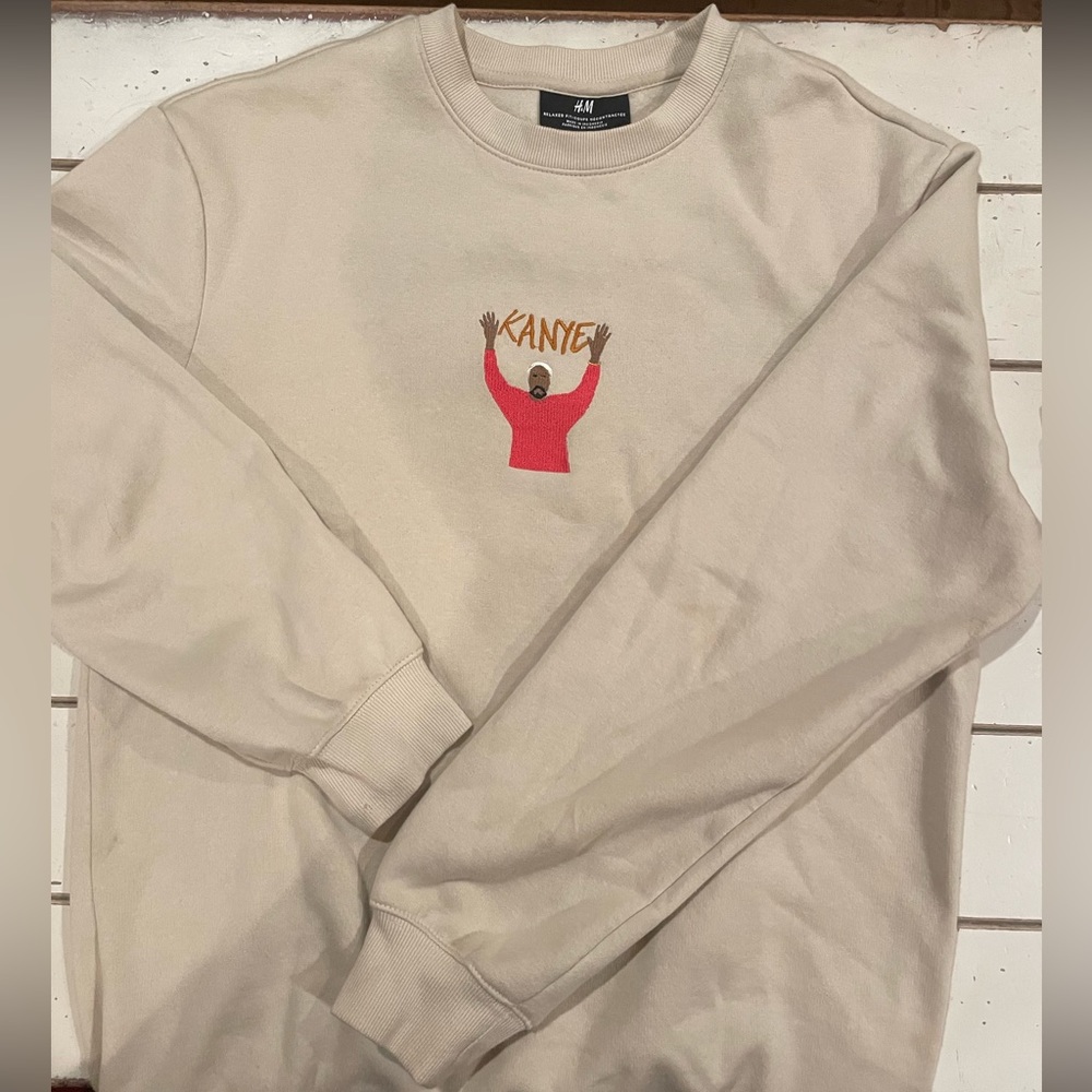 H&M Crewneck machine embroidered with Kanye West image and name